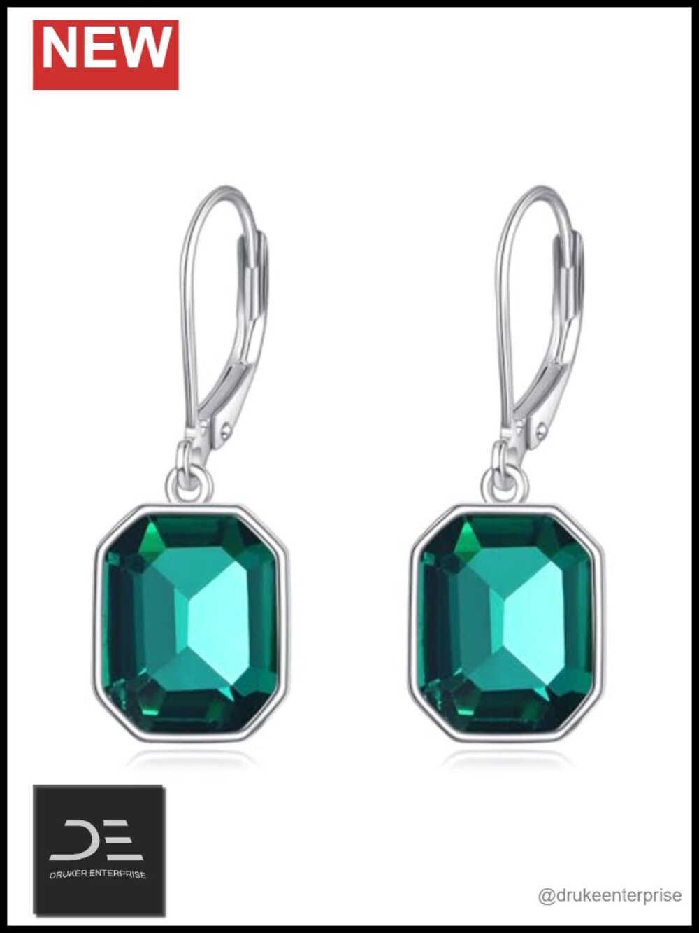 925 Sterling Silver Emerald Leverback Earrings for Women Drop Dangle Jewelry